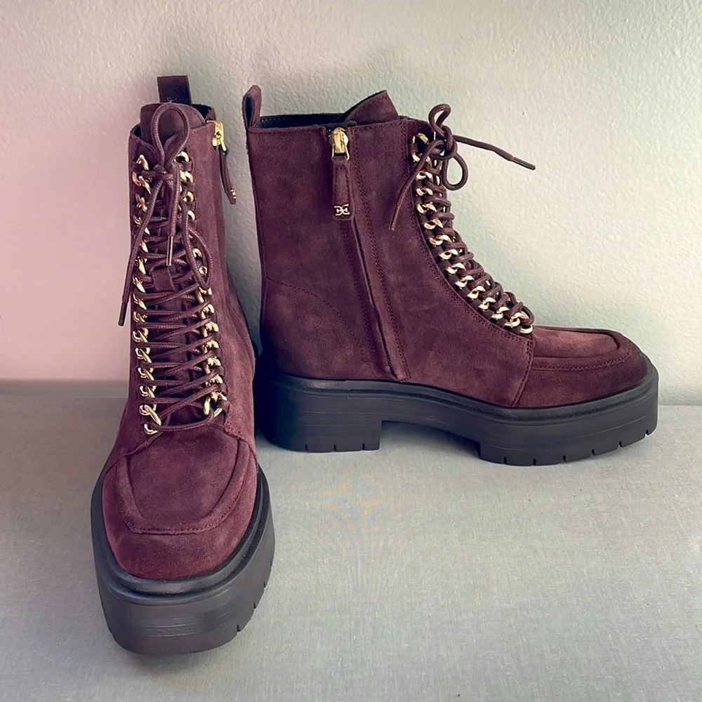 NEW! Sam Edelman Lovrin Women’s Leather Combat Boots Size 7 - Picture 2 of 12